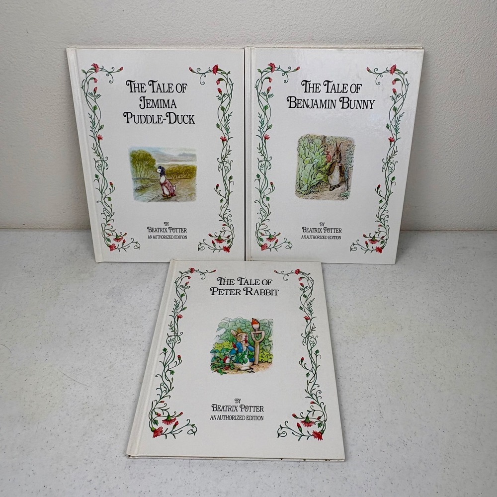 Beatrix Potter 3 Book Set Peter Rabbit Benjamin Bunny Jemima Puddle-Duck 1992 HC